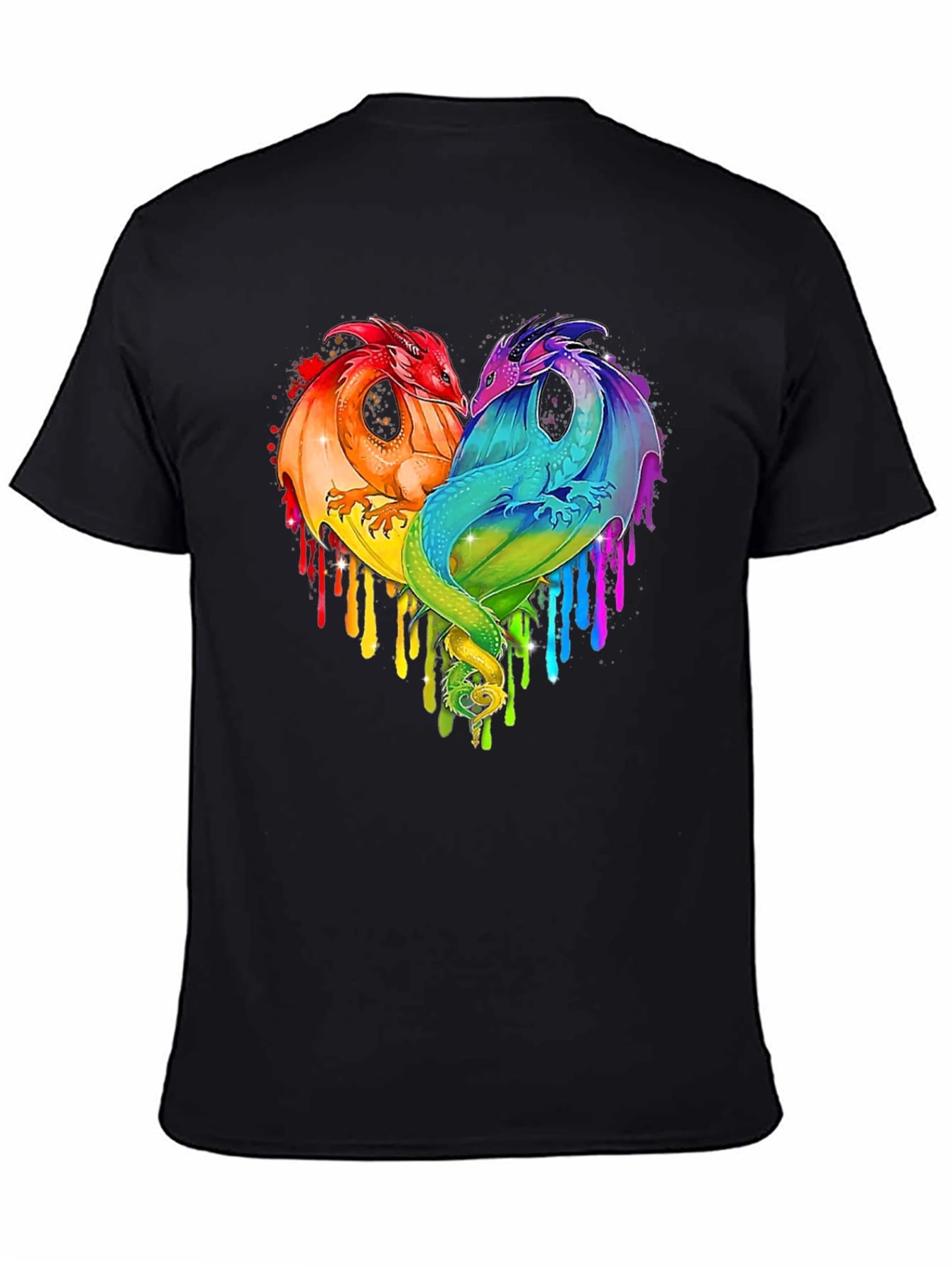 Rainbow Dragon Heart Graphic Tee - Unique Design