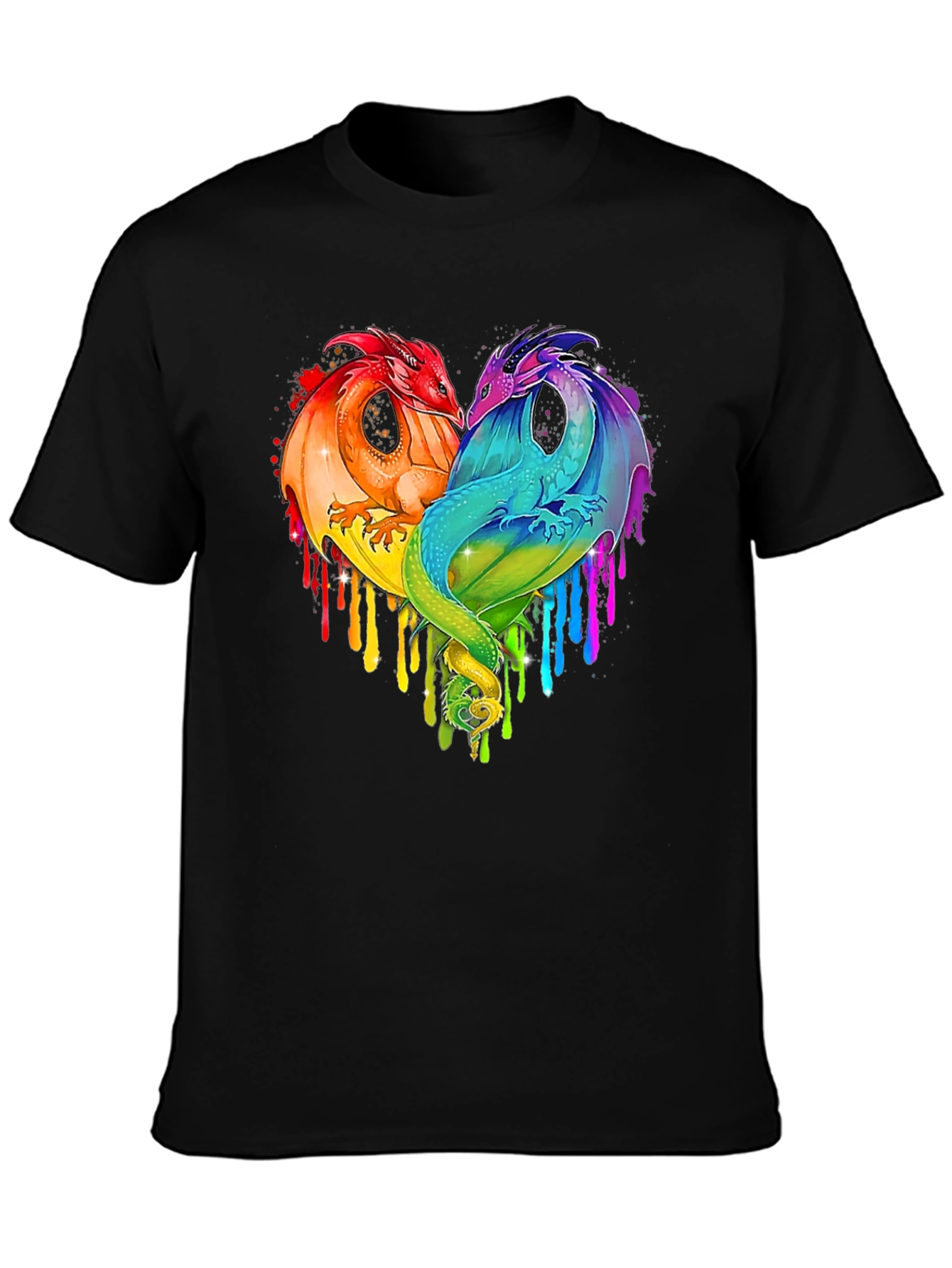 Rainbow Dragon Heart Graphic Tee - Unique Design