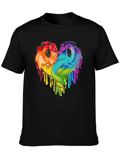 Rainbow Dragon Heart Graphic Tee - Unique Design