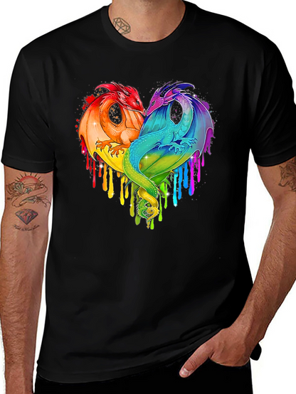 Rainbow Dragon Heart Graphic Tee - Unique Design