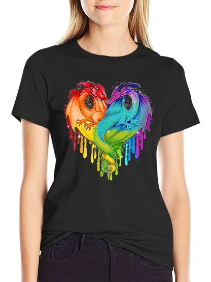 Rainbow Dragon Heart Graphic Tee - Unique Design