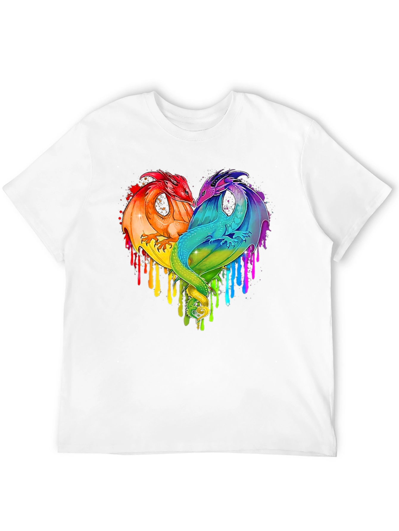 Rainbow Dragon Heart Graphic Tee - Unique Design