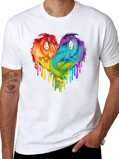 Rainbow Dragon Heart Graphic Tee - Unique Design