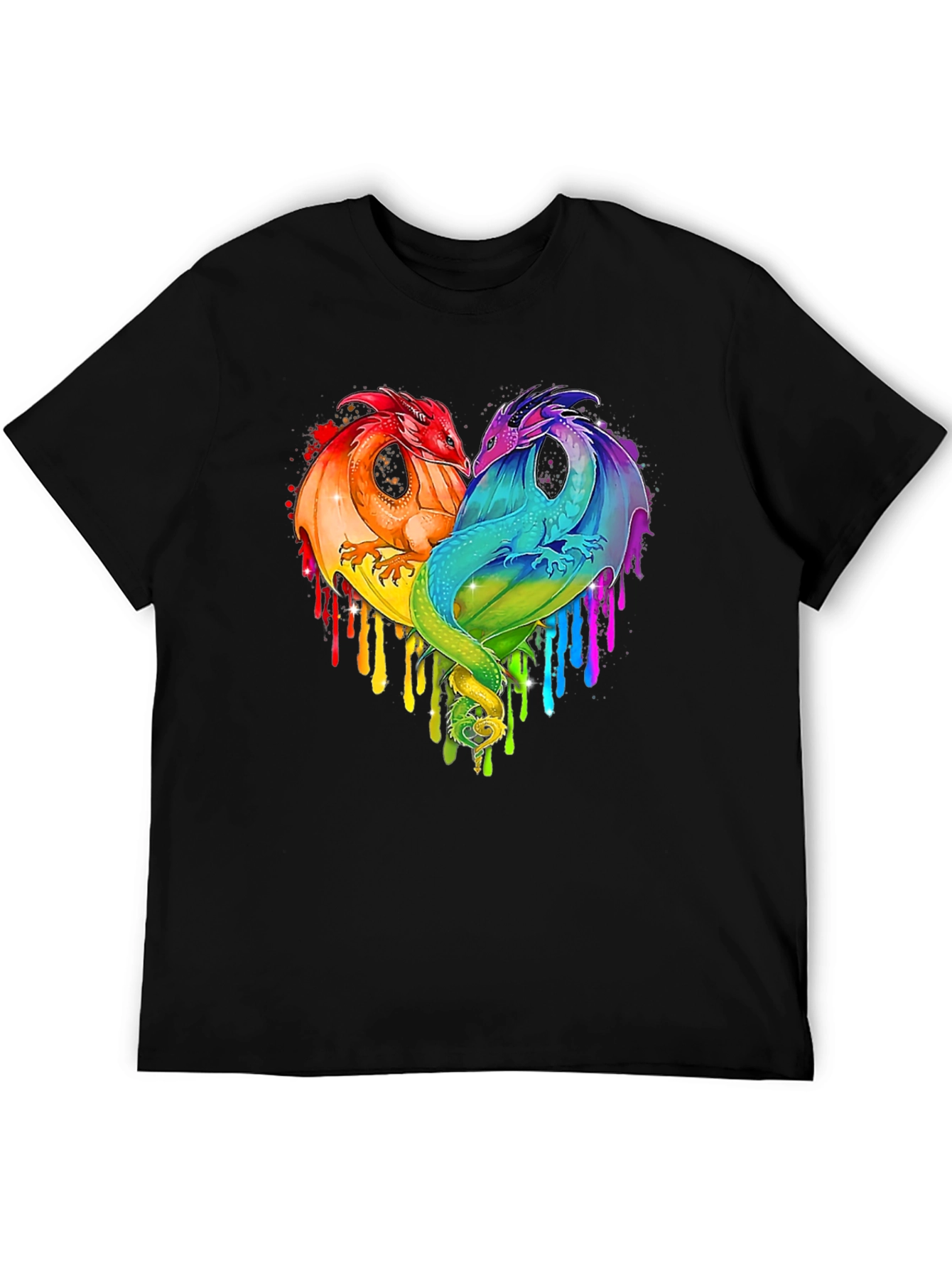 Rainbow Dragon Heart Graphic Tee - Unique Design