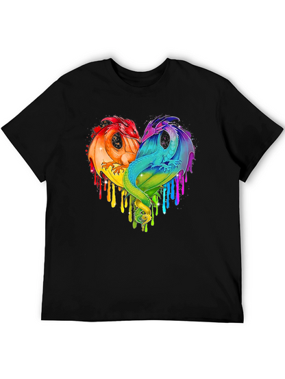 Rainbow Dragon Heart Graphic Tee - Unique Design