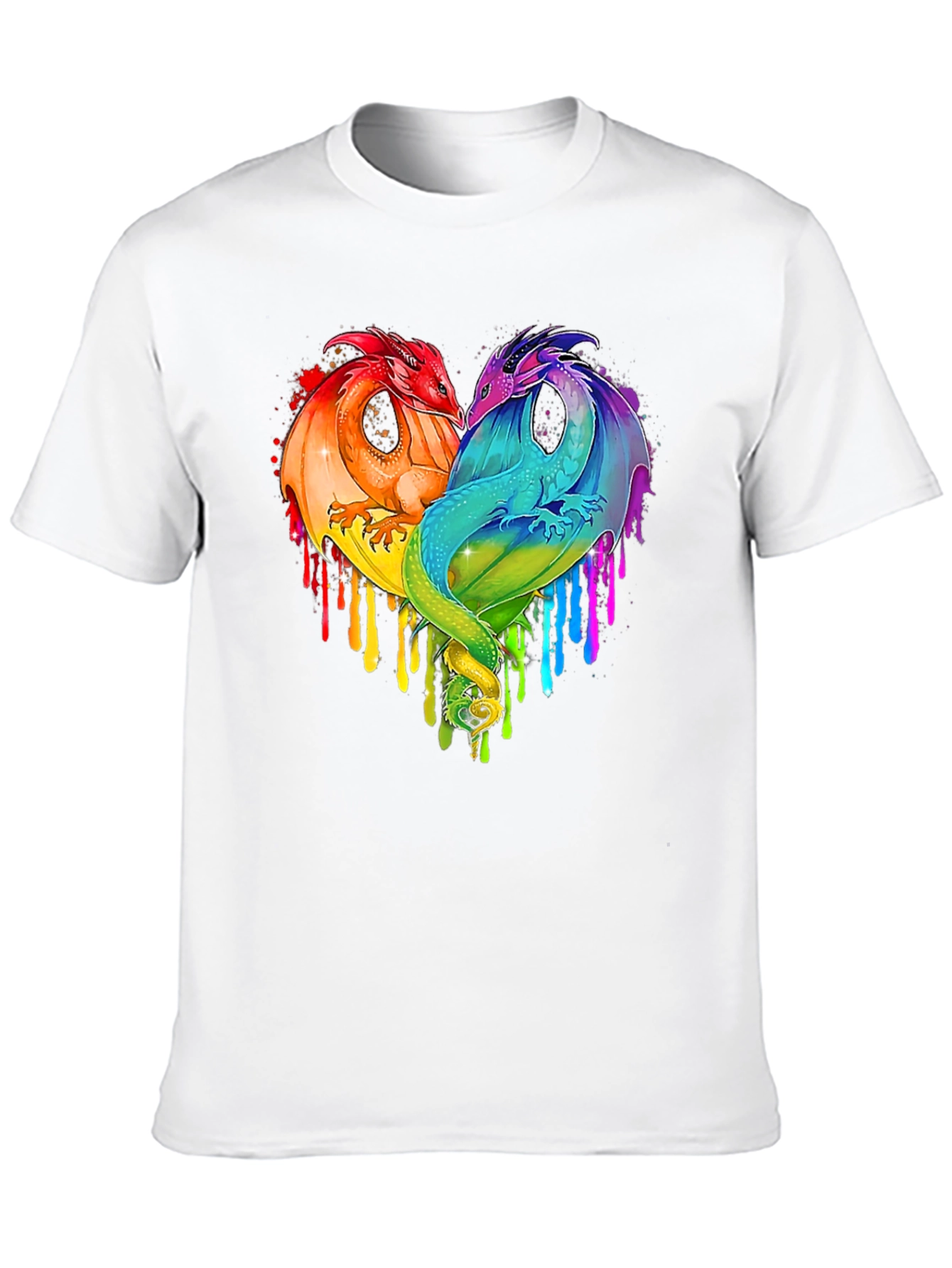 Rainbow Dragon Heart Graphic Tee - Unique Design