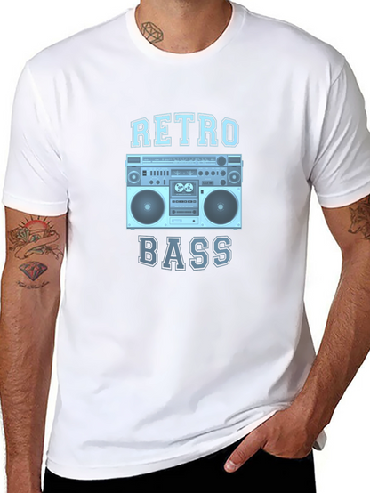Retro Bass Boombox Graphic Tee - Classic Style