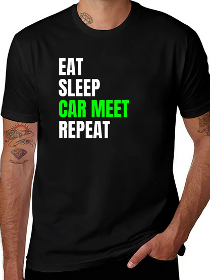 Eat Sleep Car Meet Repeat Black T-Shirt