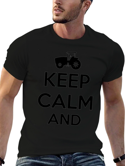 Keep Calm and Farm On Black T-Shirt