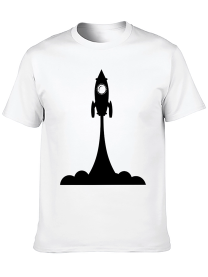 Rocket Launch Graphic Tee - Black Cotton T-Shirt