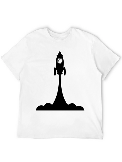 Rocket Launch Graphic Tee - Black Cotton T-Shirt