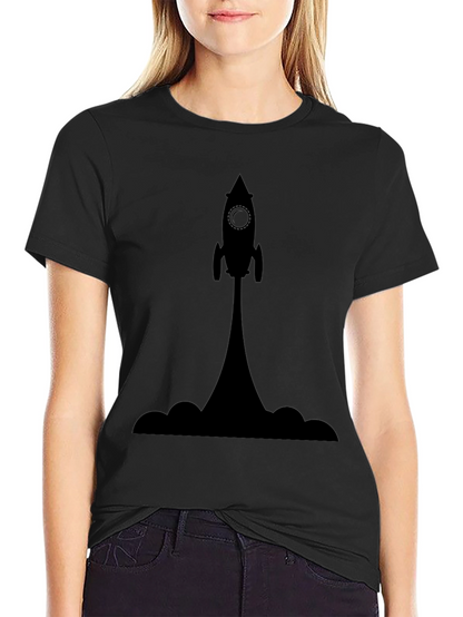 Rocket Launch Graphic Tee - Black Cotton T-Shirt