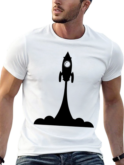 Rocket Launch Graphic Tee - Black Cotton T-Shirt