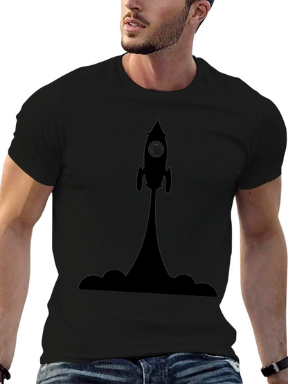 Rocket Launch Graphic Tee - Black Cotton T-Shirt