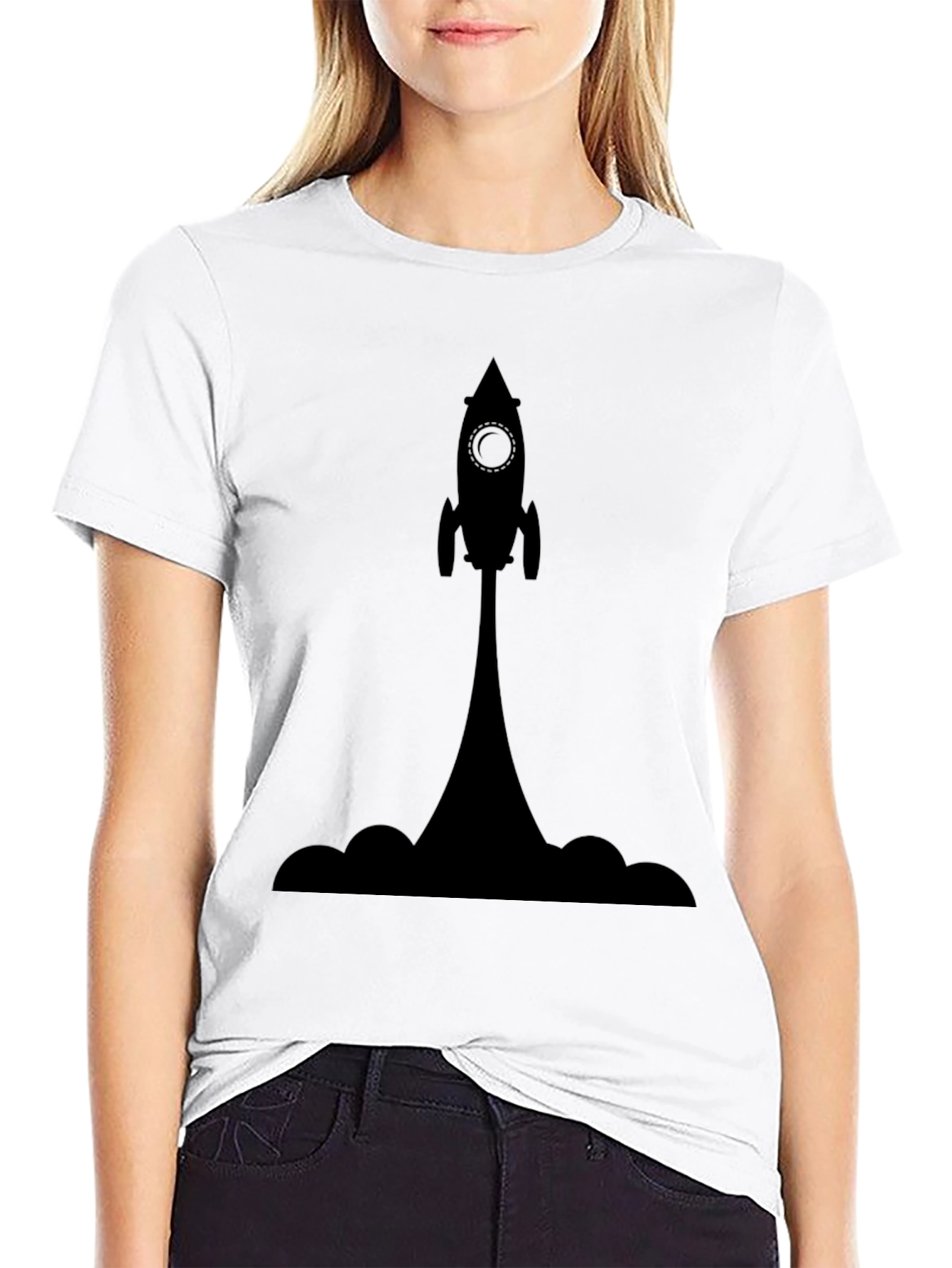 Rocket Launch Graphic Tee - Black Cotton T-Shirt