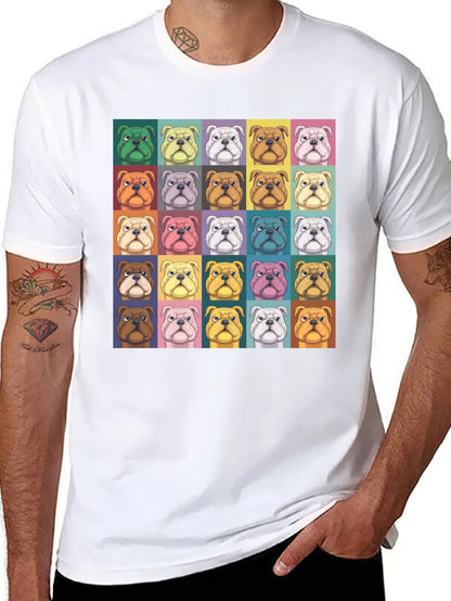 Pop Art Bulldog Print Black T-Shirt