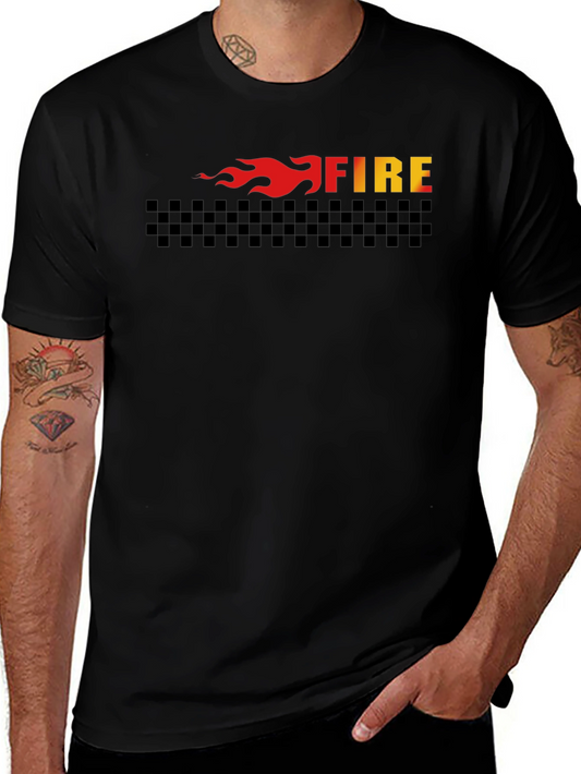 Fire Graphic Tee - Black Cotton T-Shirt