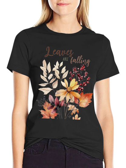 Autumn Leaves Graphic Tee - Fall Season T-Shirt