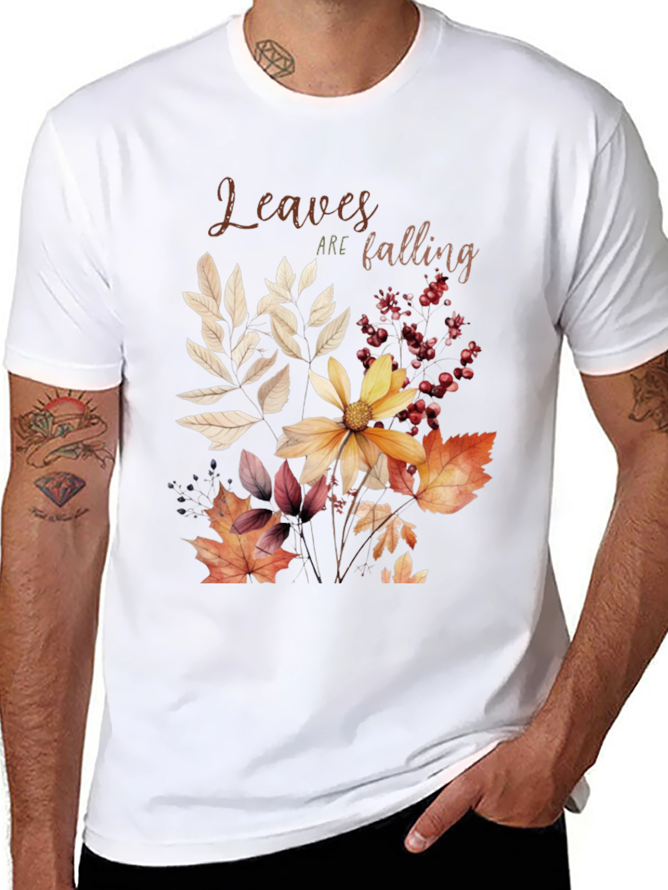 Autumn Leaves Graphic Tee - Fall Season T-Shirt