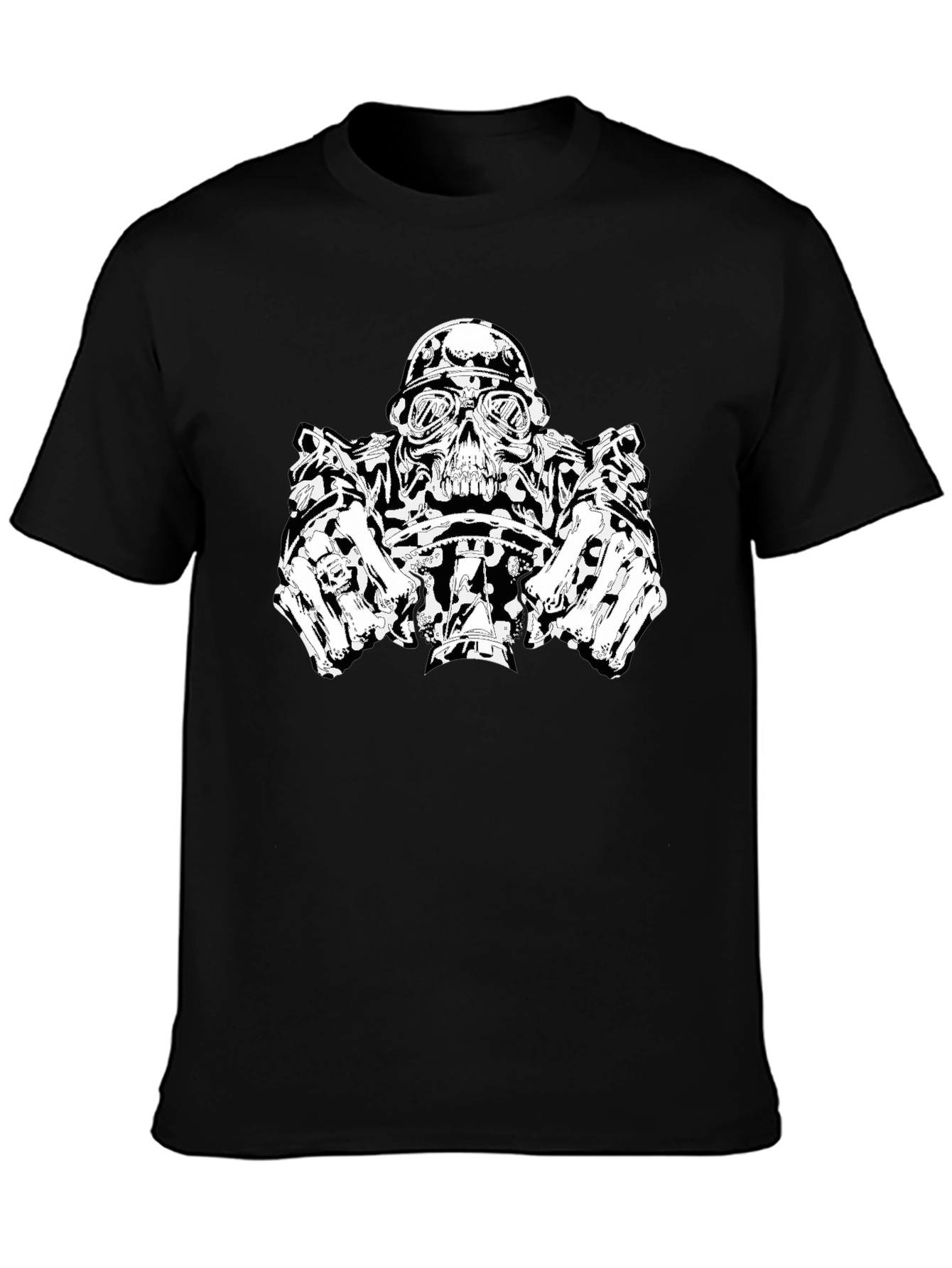 Skull Biker T-Shirt - Black Graphic Tee