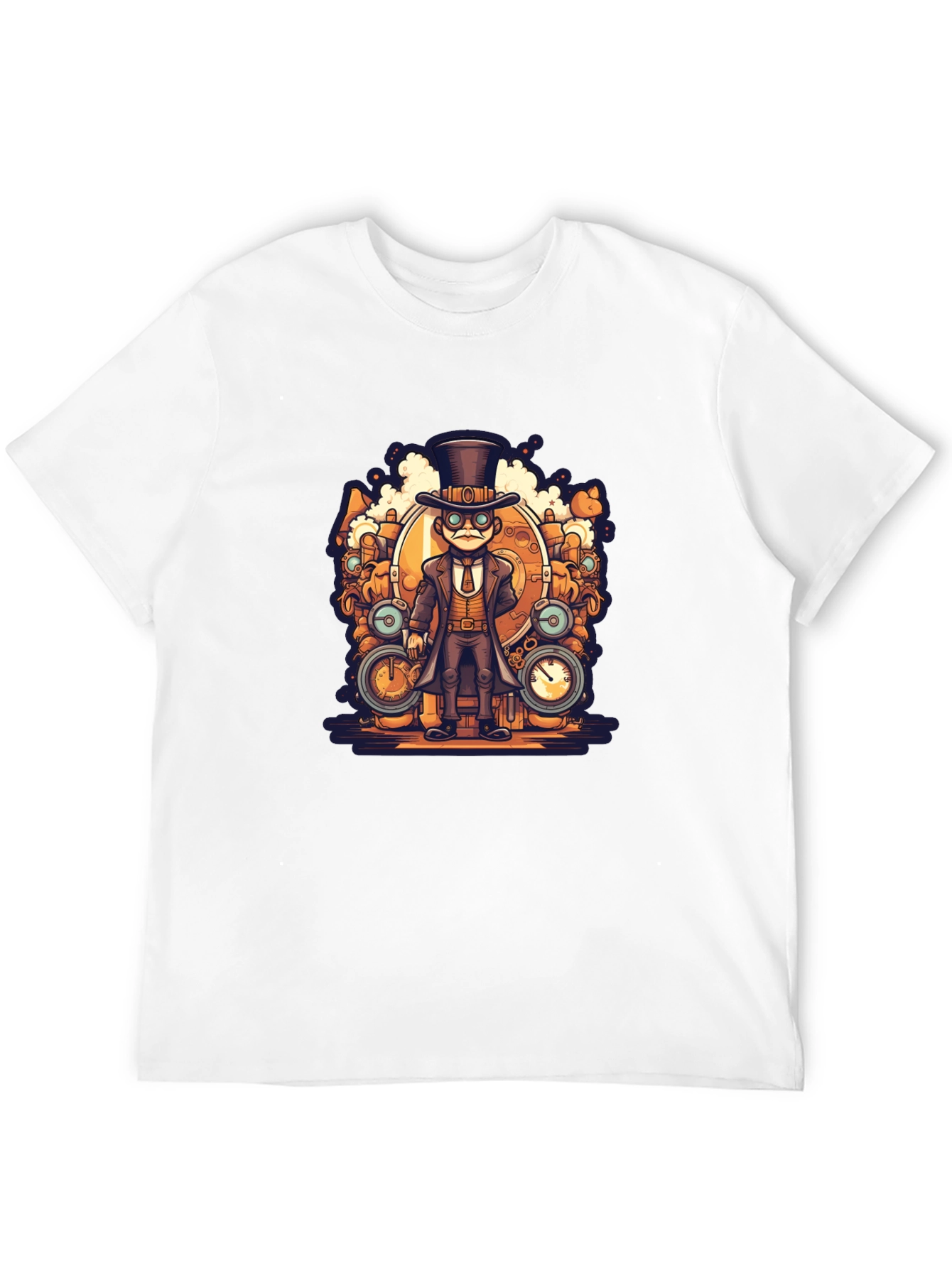 Steampunk Cartoon Black T-Shirt