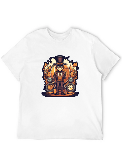 Steampunk Cartoon Black T-Shirt