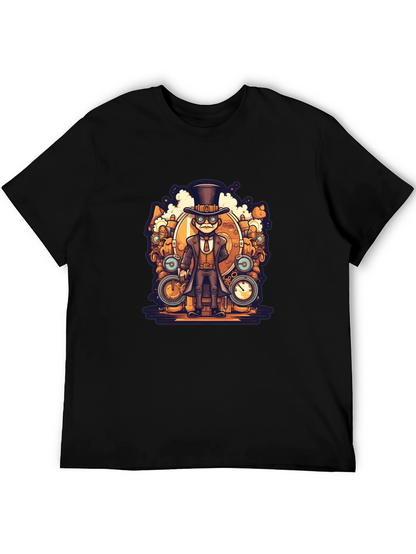 Steampunk Cartoon Black T-Shirt