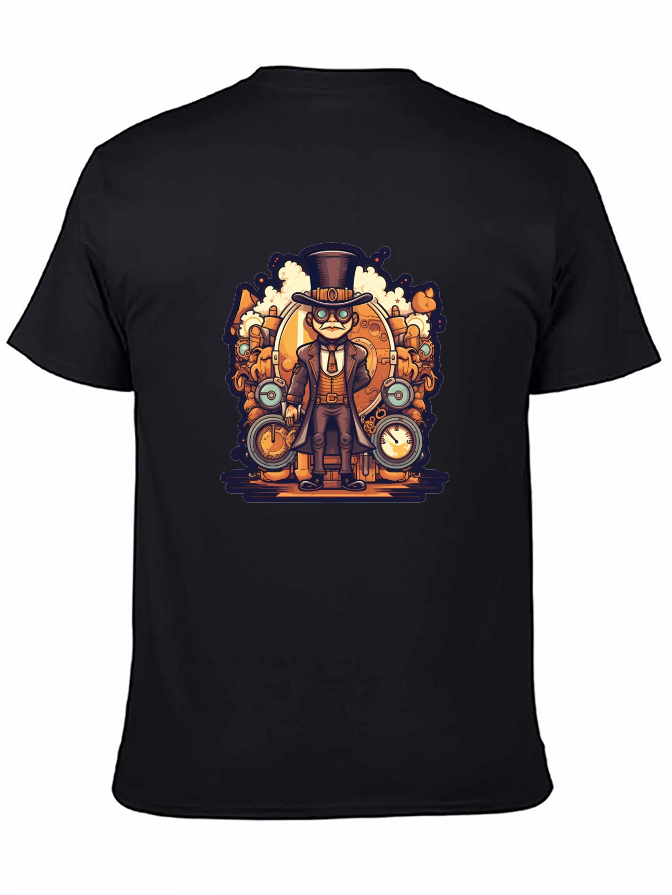 Steampunk Cartoon Black T-Shirt