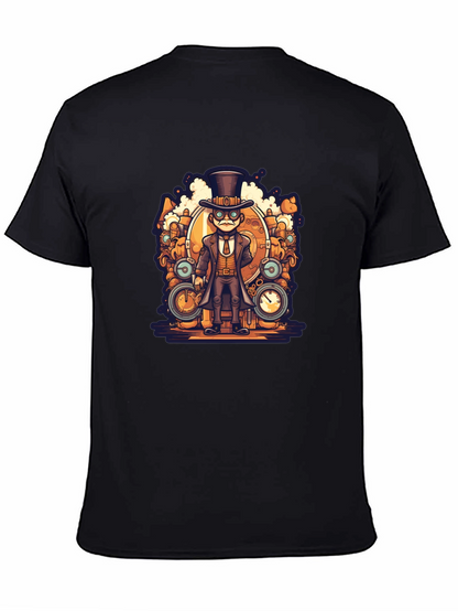 Steampunk Cartoon Black T-Shirt