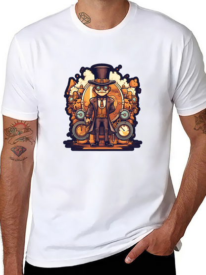 Steampunk Cartoon Black T-Shirt