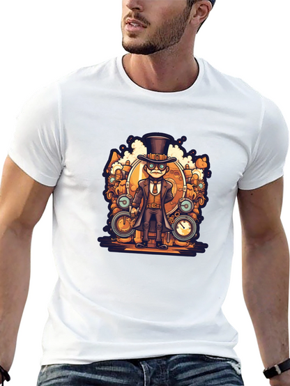 Steampunk Cartoon Black T-Shirt