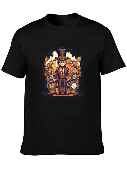 Steampunk Cartoon Black T-Shirt