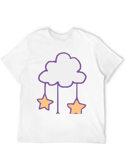Cute Cloud & Star Graphic Tee - Black