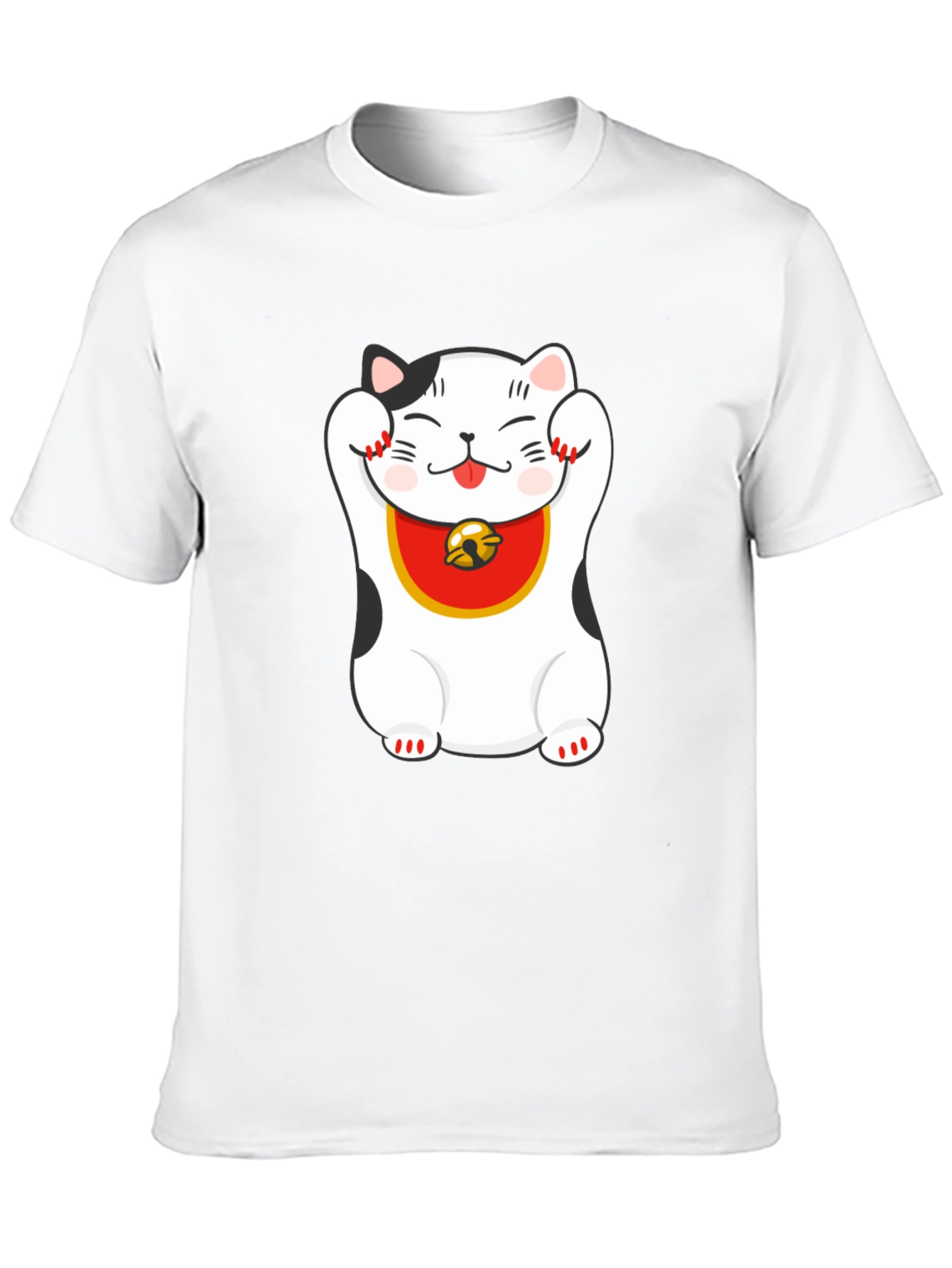 Lucky Cat Graphic Tee - Black Cotton Blend