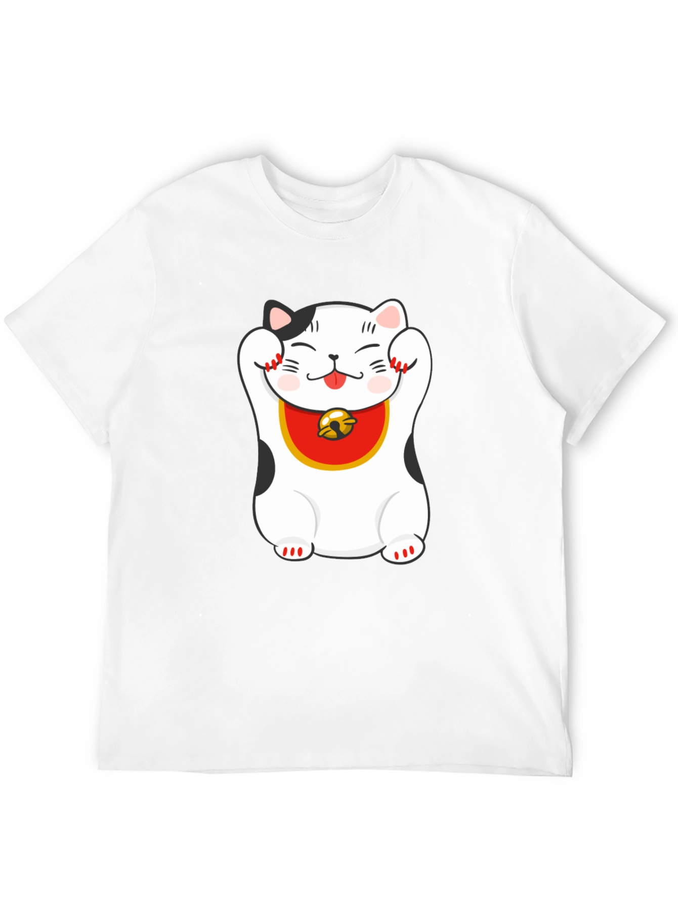 Lucky Cat Graphic Tee - Black Cotton Blend