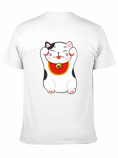 Lucky Cat Graphic Tee - Black Cotton Blend