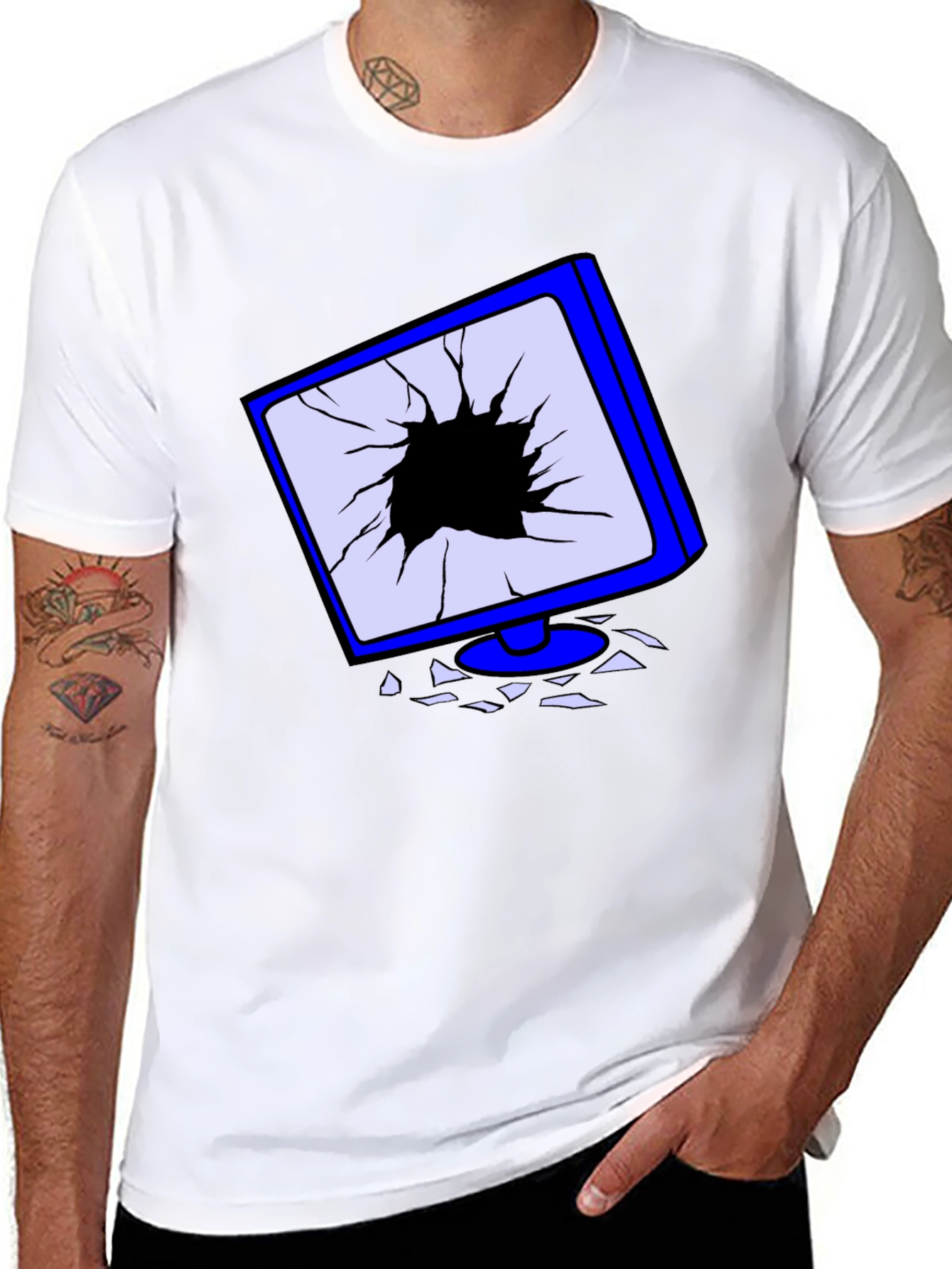 Broken Screen Graphic Tee - Tech Humor T-Shirt