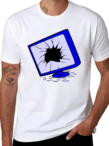 Broken Screen Graphic Tee - Tech Humor T-Shirt