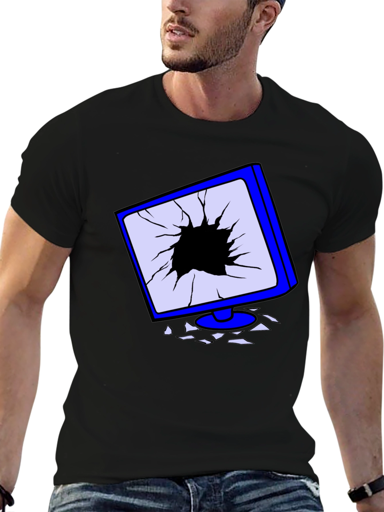 Broken Screen Graphic Tee - Tech Humor T-Shirt