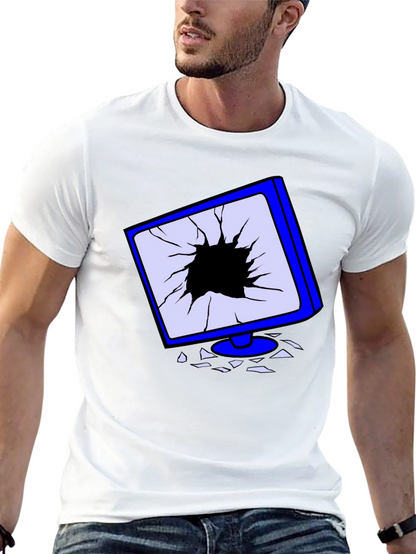 Broken Screen Graphic Tee - Tech Humor T-Shirt