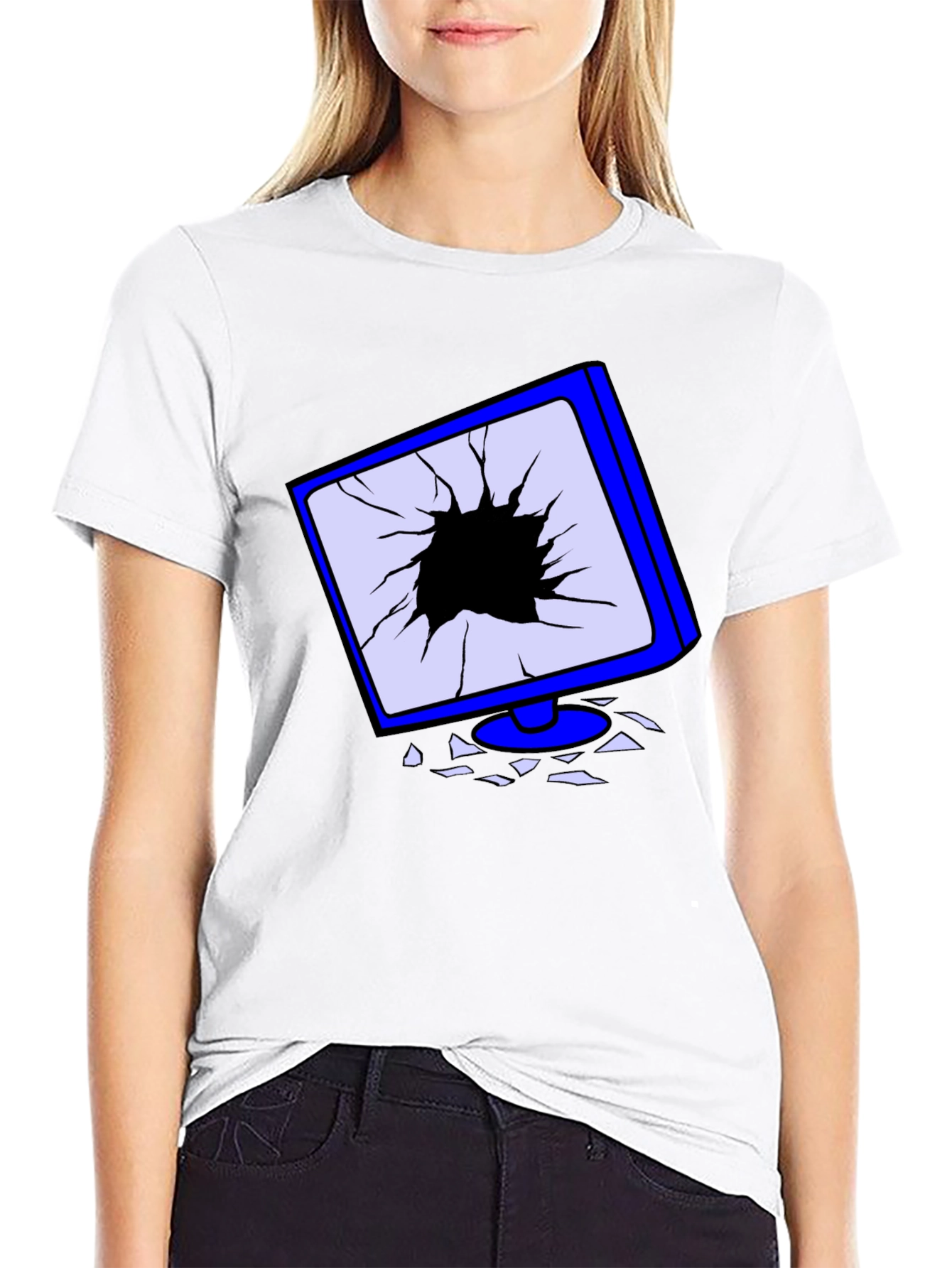 Broken Screen Graphic Tee - Tech Humor T-Shirt