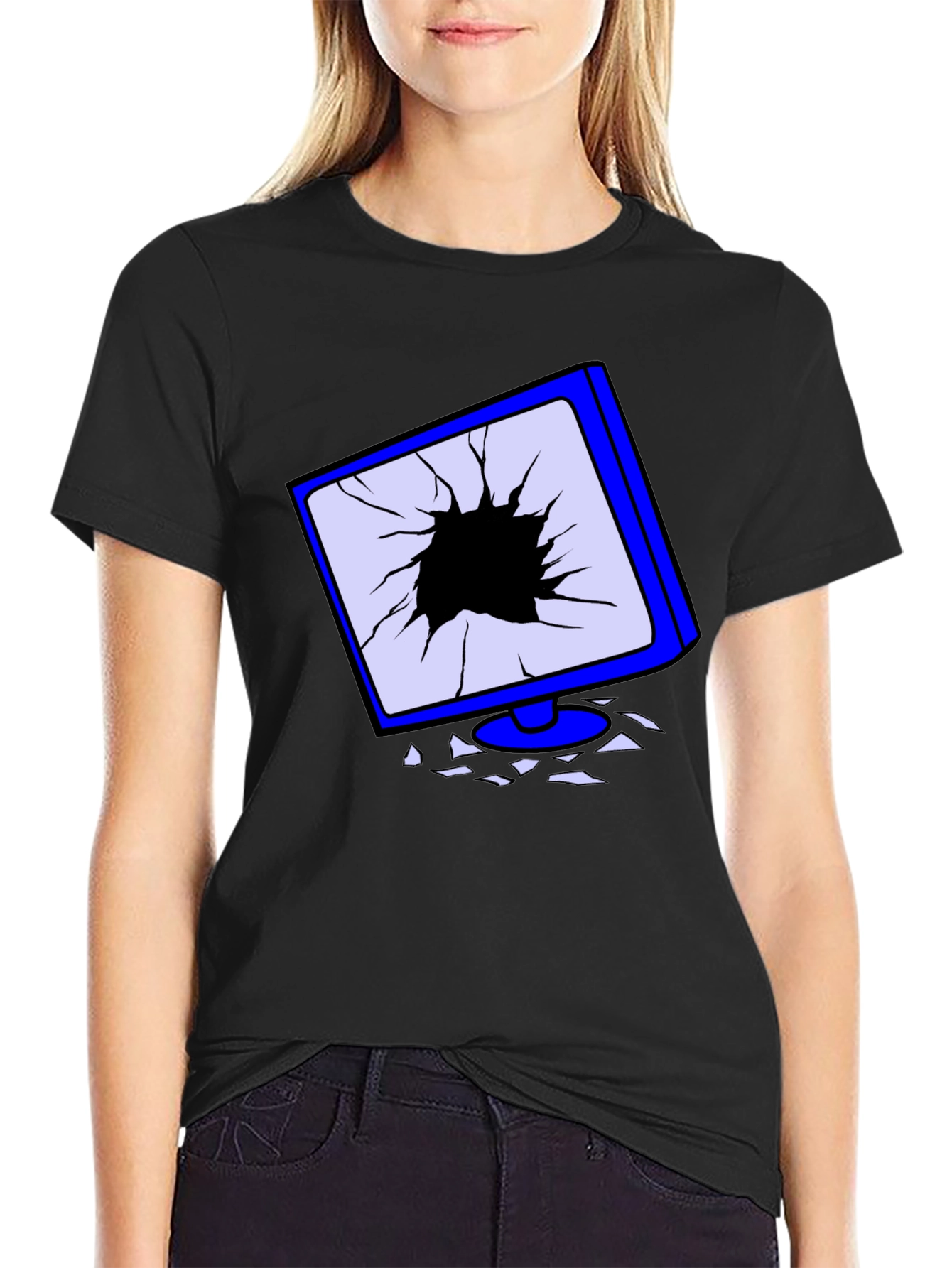Broken Screen Graphic Tee - Tech Humor T-Shirt