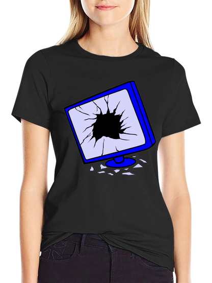 Broken Screen Graphic Tee - Tech Humor T-Shirt