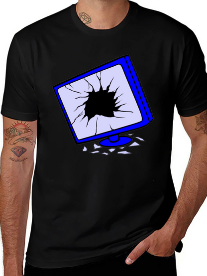 Broken Screen Graphic Tee - Tech Humor T-Shirt