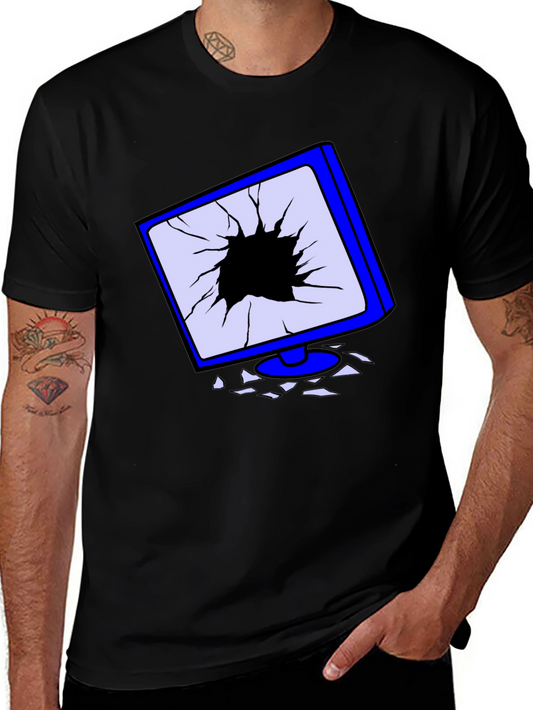 Broken Screen Graphic Tee - Tech Humor T-Shirt