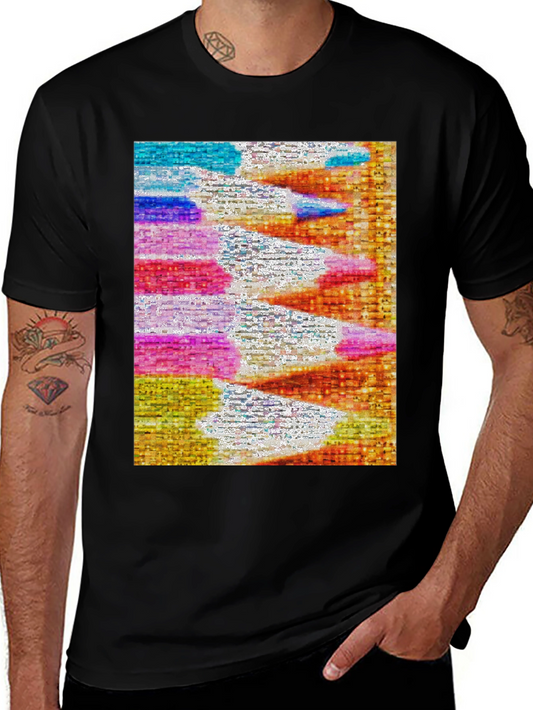 Abstract Colorful Pattern Black T-Shirt