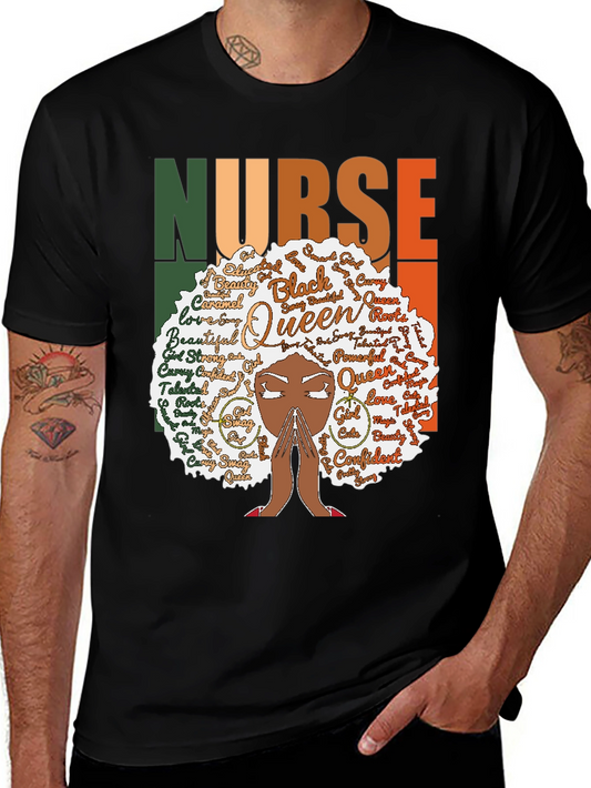 Black Queen Nurse Graphic Tee - Stylish Comfort