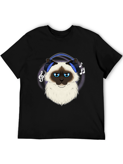 Cool Cat Headphones Graphic T-Shirt