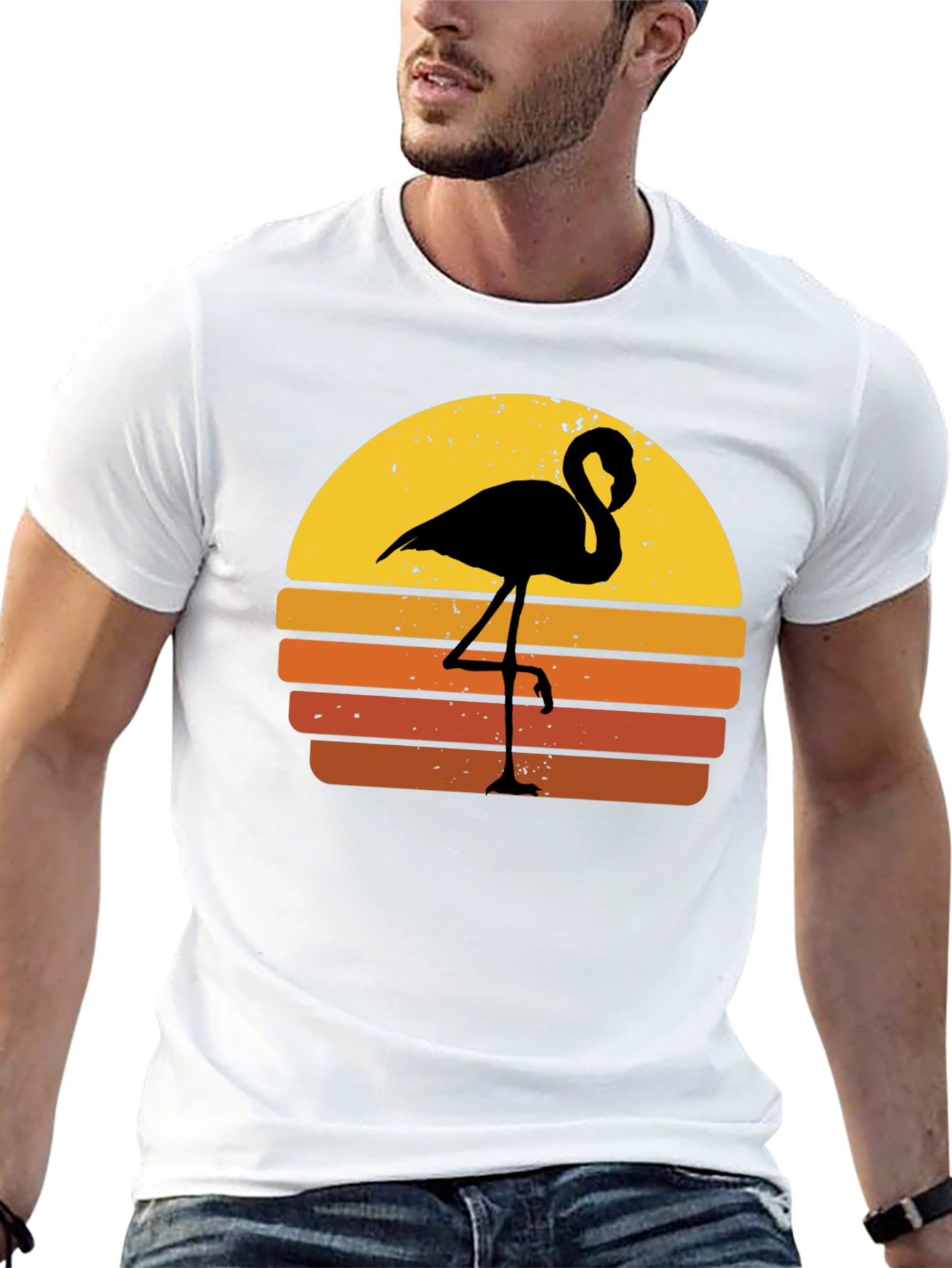 Retro Flamingo Sunset Graphic Tee