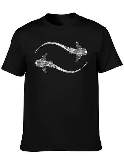 Whale Shark Yin Yang T-Shirt - Black Cotton Tee